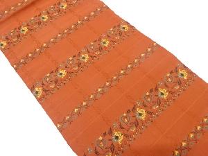 横段に唐花模様織り出し　開き名古屋帯（額縁仕立て）